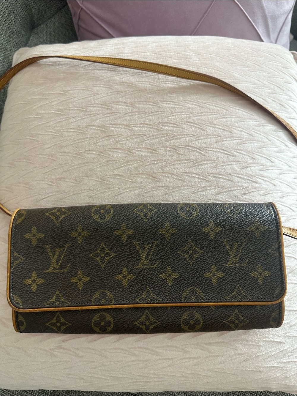 Louis Vuitton Monogram Crossbody in Brown and Tan Leather Trim